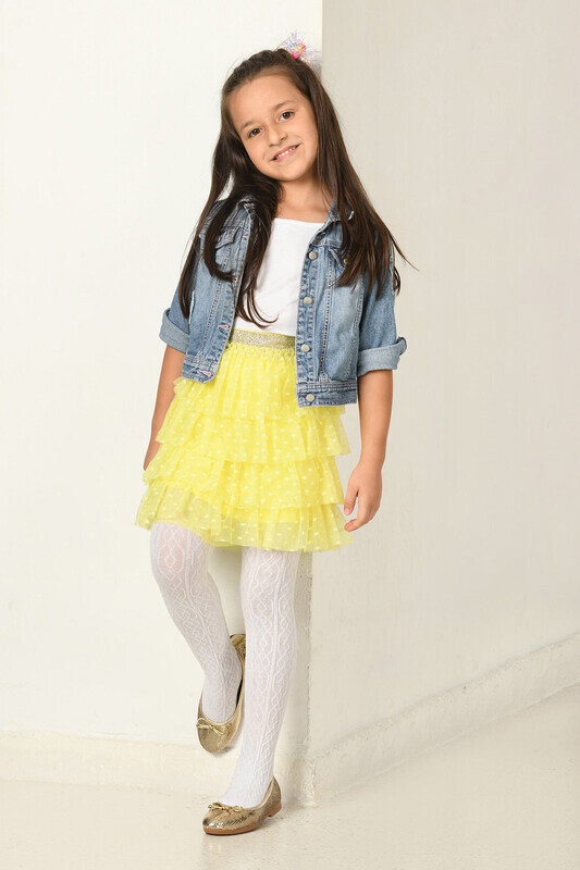 Ekru 80 Denye Desenli Çocuk Külotlu Çorap - NBB