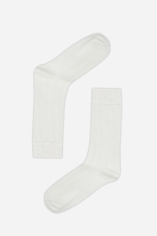 Ekru Çizgi Desenli Çorap - NBB