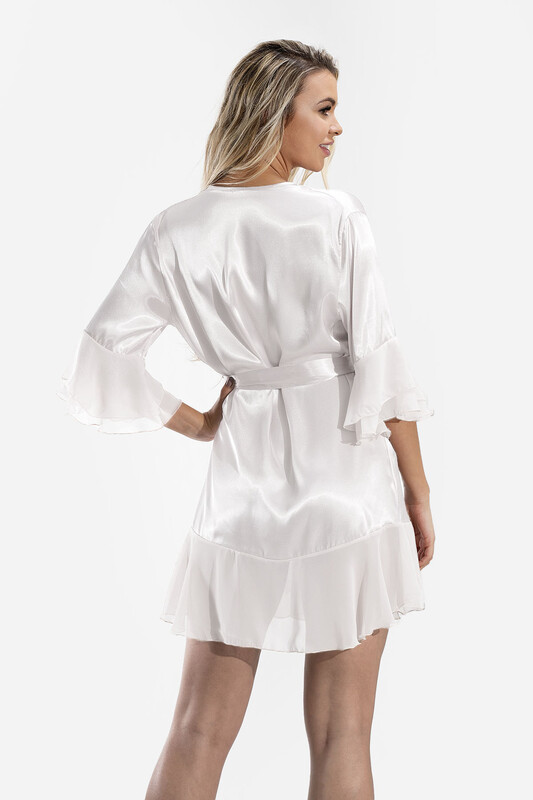 Ekru Flexifit Saten Tek Sabahlık - NBB