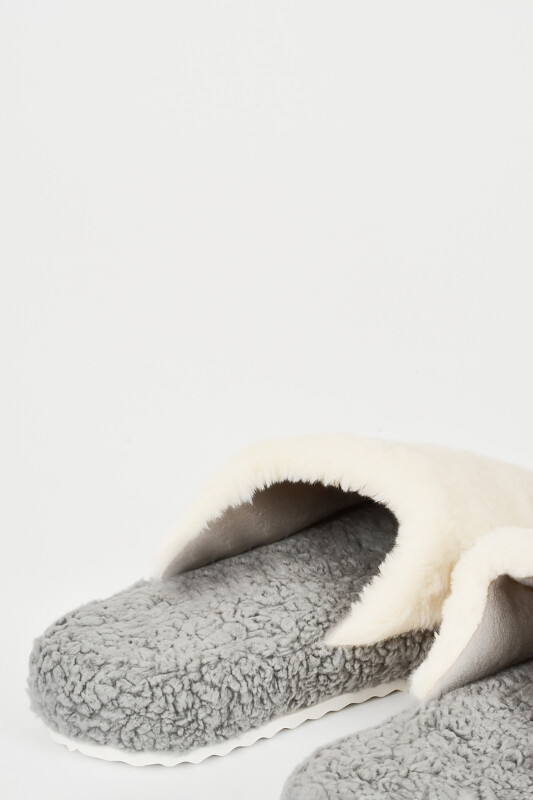 Ekru-Gri Kurbağa Ev Terliği - NBB