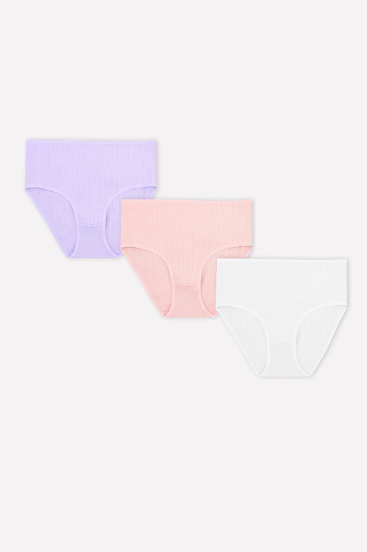 Ekru Lila Pembe 3'lü Yüksek Bel Külot - NBB