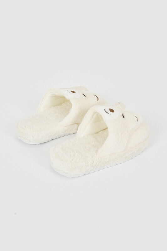 Ekru Pandalı Ev Terliği - 