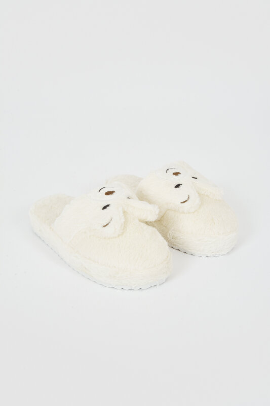 Ekru Pandalı Ev Terliği - 