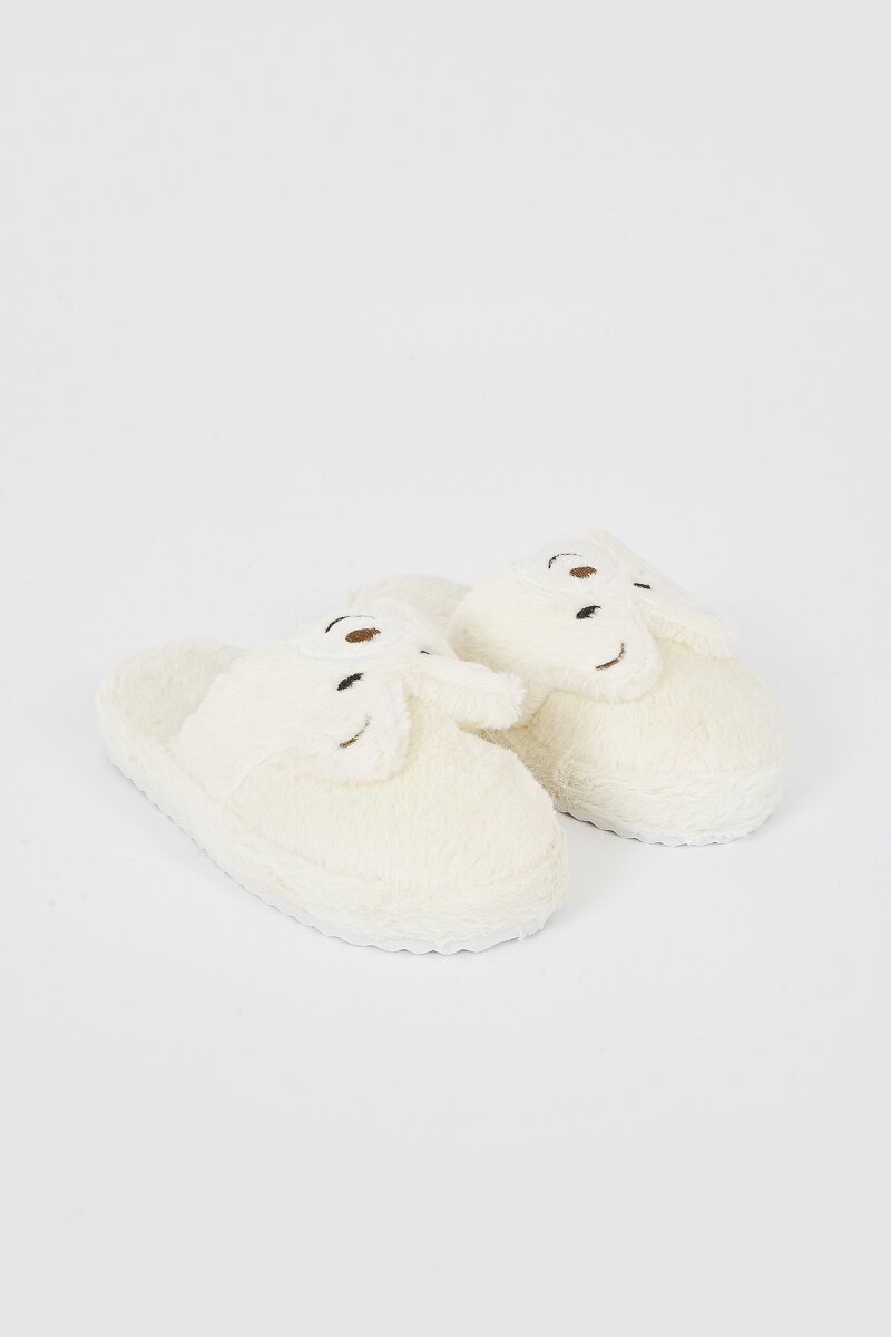 Ekru Pandalı Ev Terliği - 1