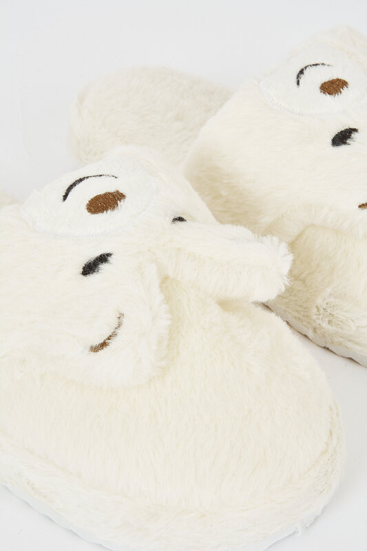 Ekru Pandalı Ev Terliği - 