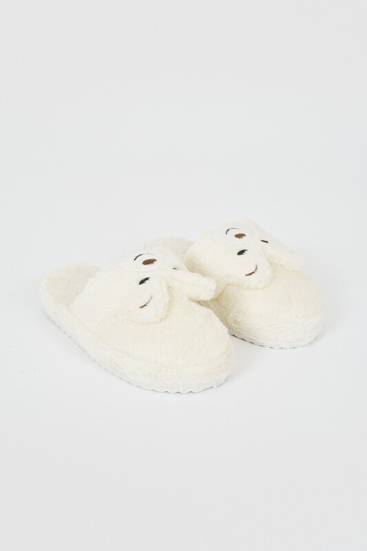 Ekru Pandalı Ev Terliği - 