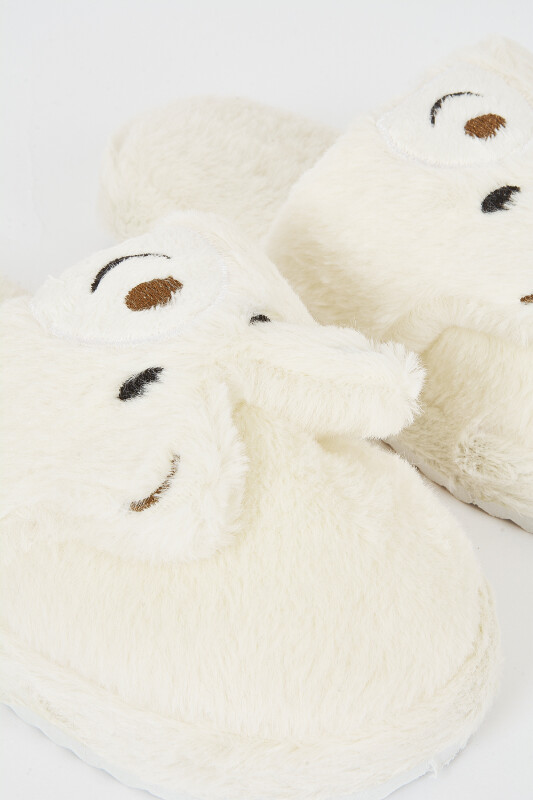 Ekru Pandalı Ev Terliği - 