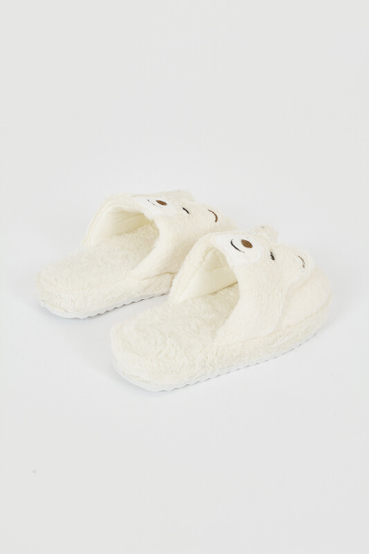 Ekru Pandalı Ev Terliği - NBB