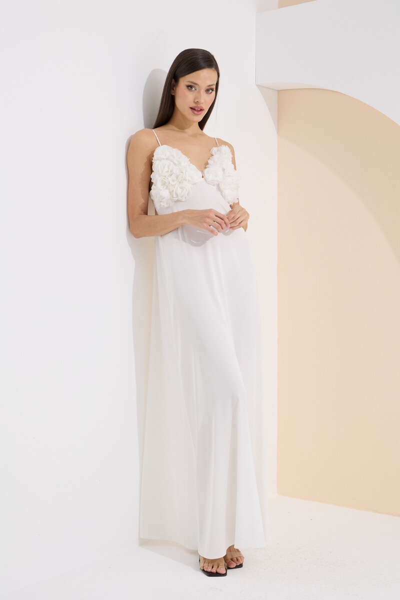 Ekru Premium Valentina Uzun Gecelik - 3