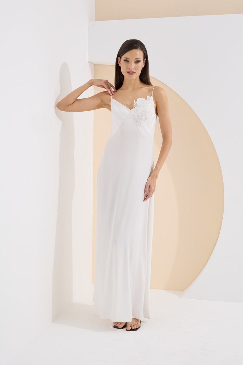 Ekru Premium Victoria Uzun Gecelik - 2