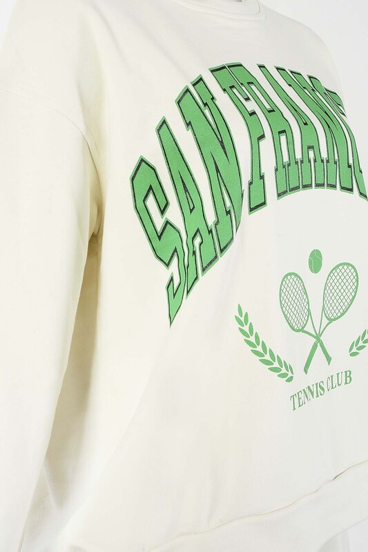Ekru San Francisco Baskılı Sweatshirt - Thumbnail