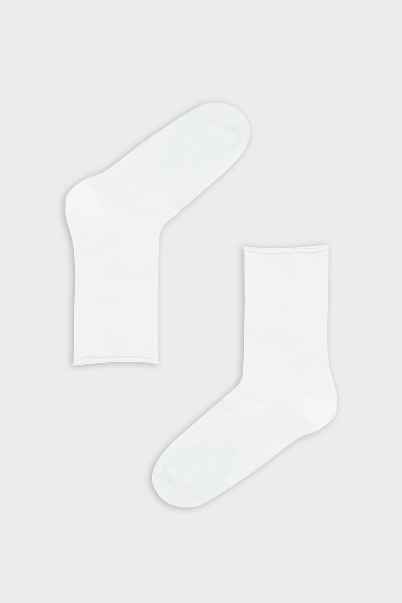 Ekru Simple Bambu Soket Çorap - 1