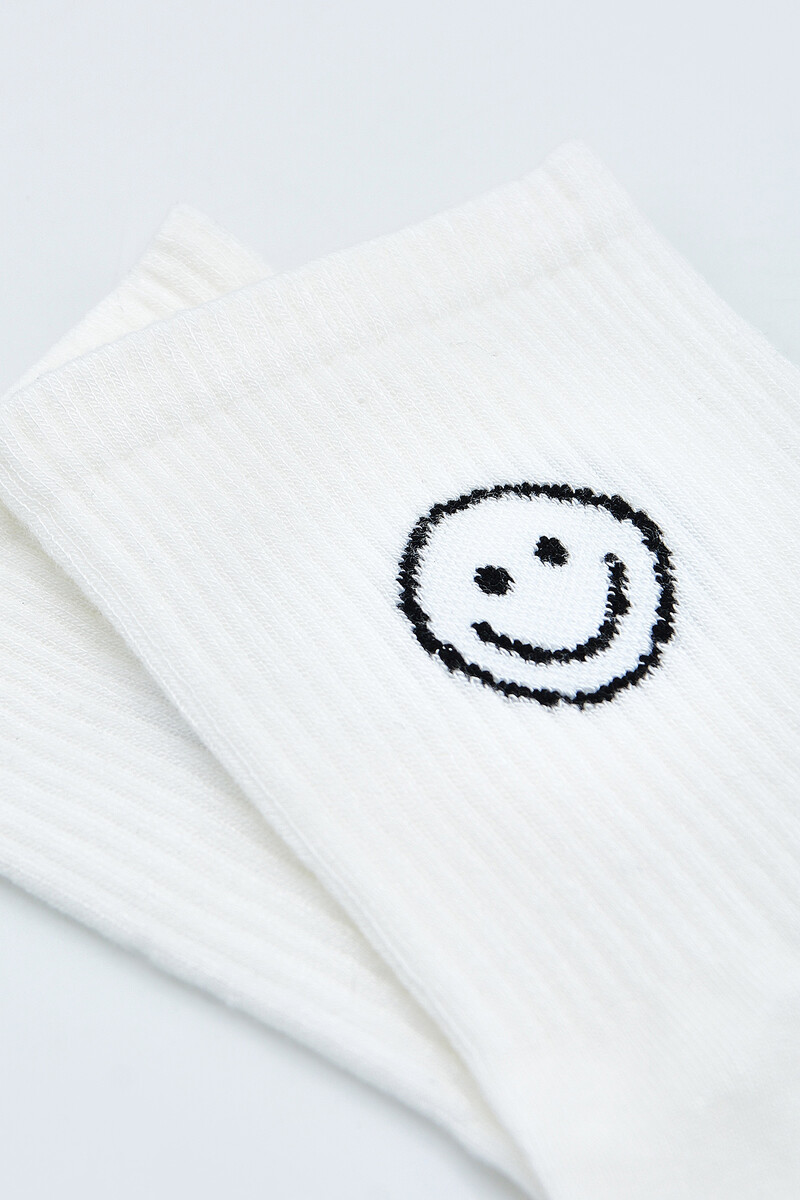 Ekru Smile Bamboo Soket Çorap - 2