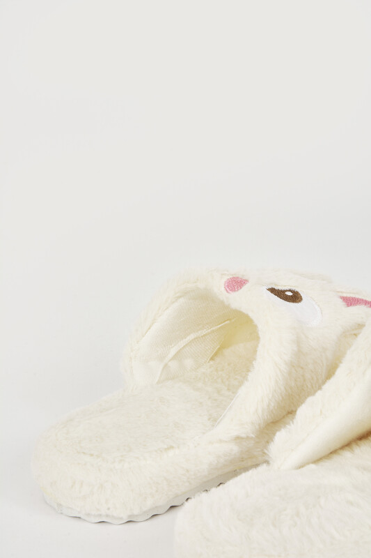 Ekru Tavşanlı Ev Terliği - NBB