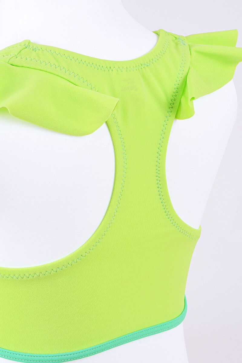 Fıstık Yeşili Fırfırlı Çocuk Bikini Takımı - 2