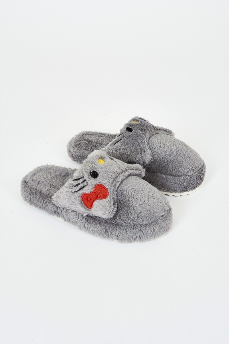 Füme Kedi Figürlü Ev Terliği - 1