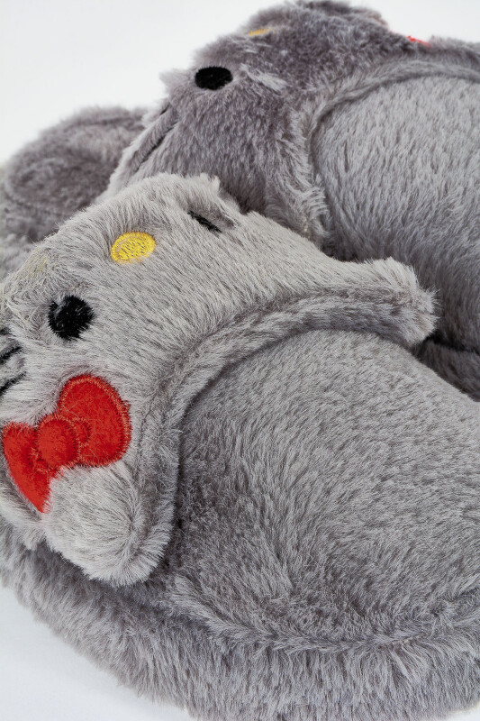 Füme Kedi Figürlü Ev Terliği - NBB