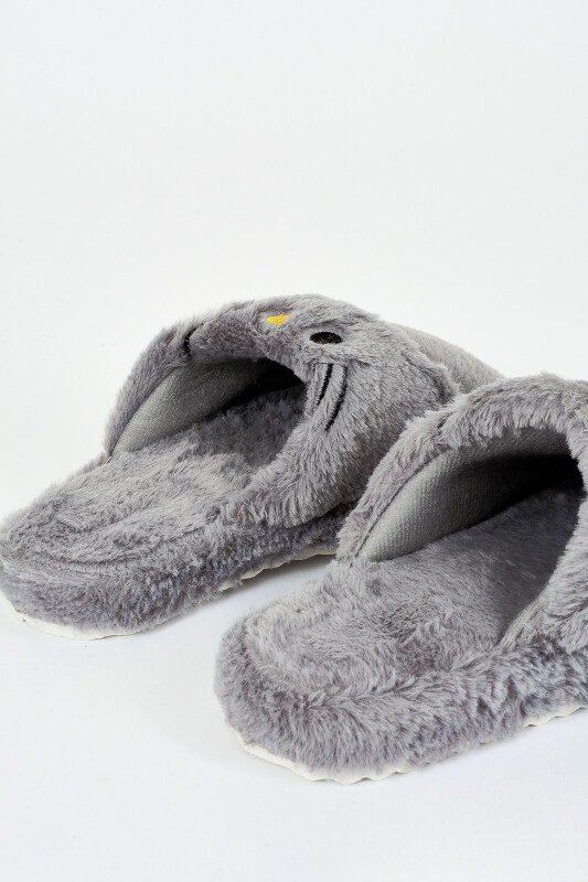 Füme Kedi Figürlü Ev Terliği - NBB