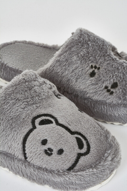 Füme Yandan Ayıcıklı Ev Terliği - NBB