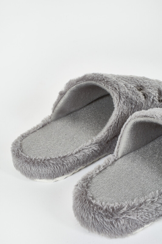 Füme Yandan Ayıcıklı Ev Terliği - NBB