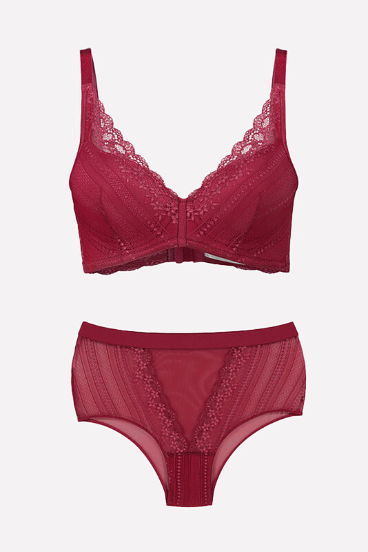 Fuşya Glam Lace Destekli Sütyen Takımı 