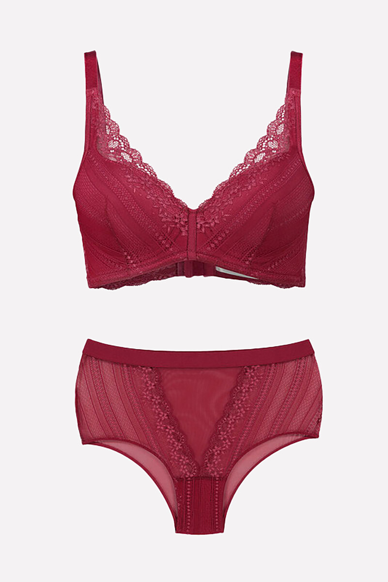 Fuşya Glam Lace Destekli Sütyen Takımı - 1