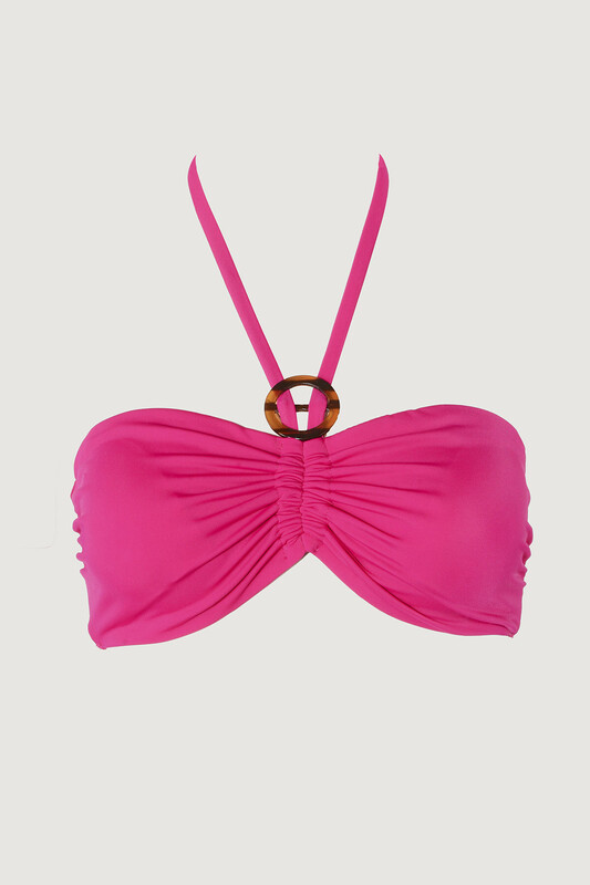 Fuşya Halka Detaylı Tek Üst Bikini - Thumbnail
