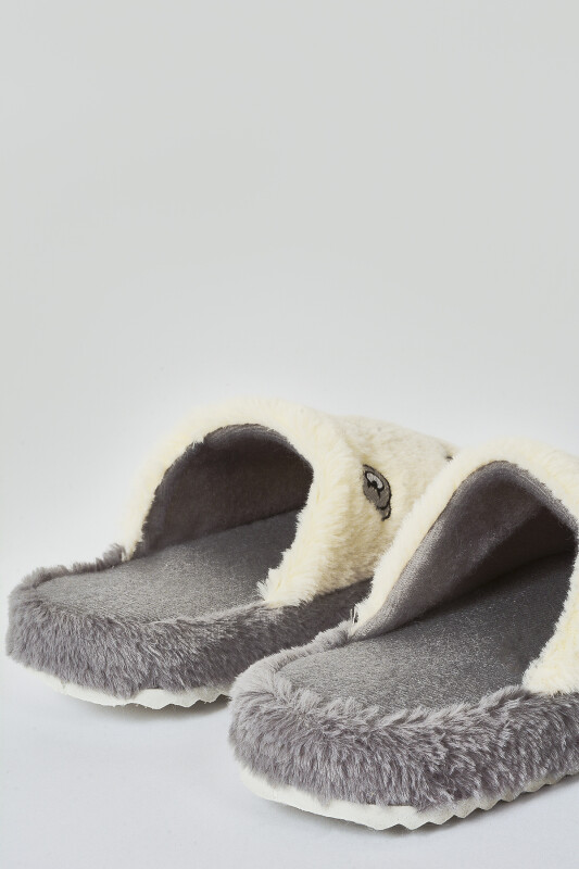 Gri Ayıcıklı Kapalı Ev Terliği - NBB