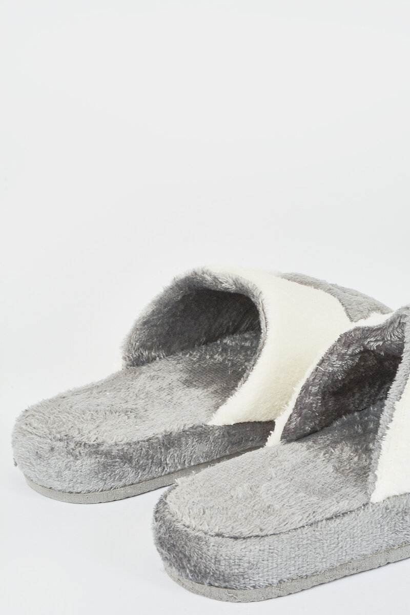 Gri -Beyaz Ay Yıldız Ev Terliği - 3