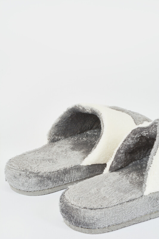 Gri -Beyaz Ay Yıldız Ev Terliği - NBB