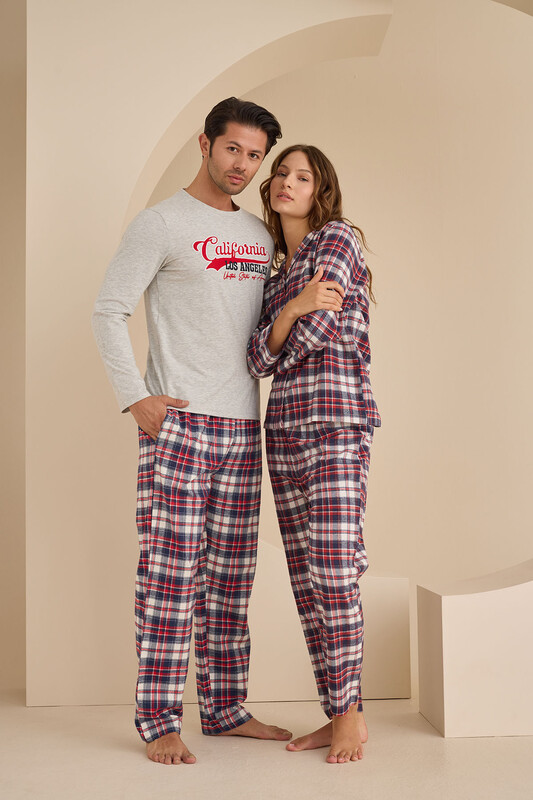 Gri California Erkek Pijama Takımı - Thumbnail