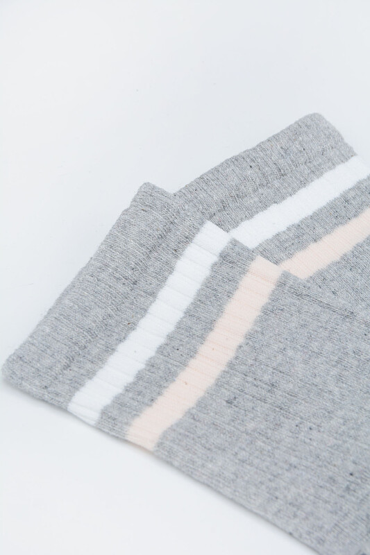 Gri Çizgili Havlu Soket Çorap - NBB