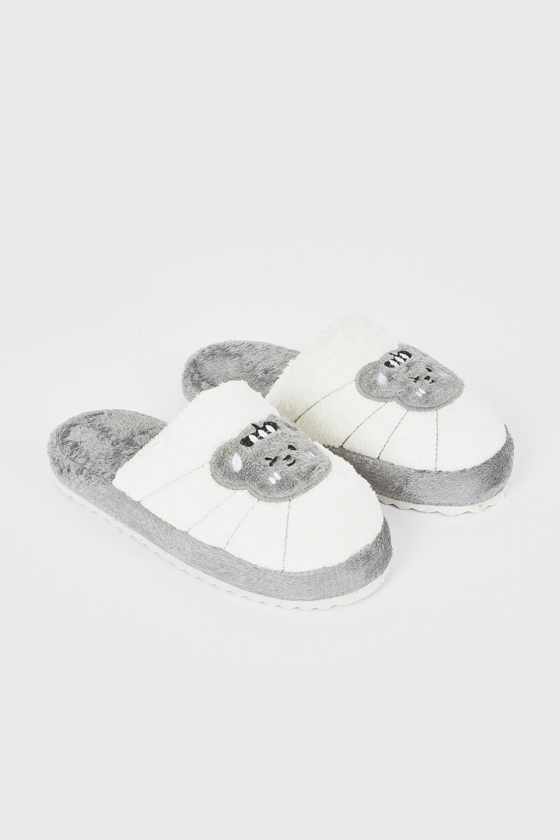 Gri Eğlenceli Figür Ev Terliği - 1