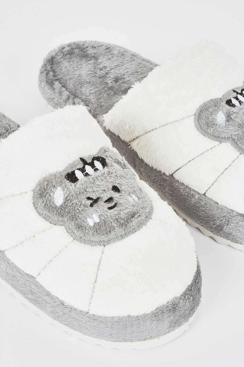 Gri Eğlenceli Figür Ev Terliği - 2