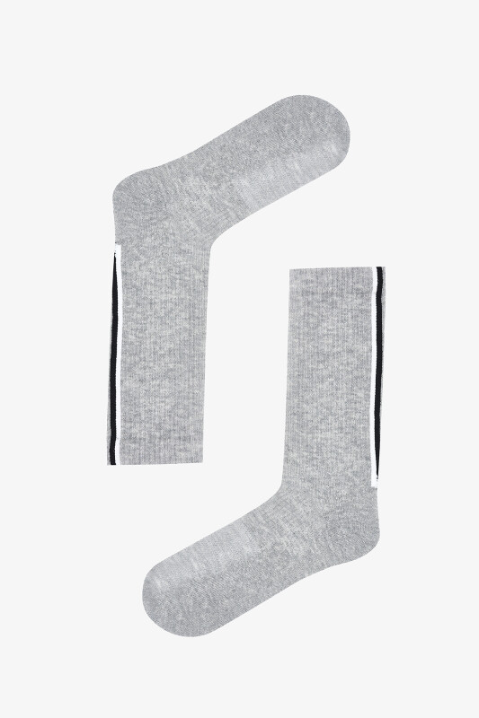 Gri Erkek Çizgili Uzun Çorap - NBB