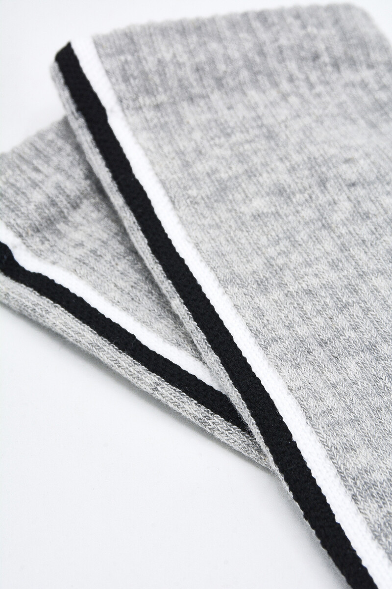 Gri Erkek Çizgili Uzun Çorap - 2