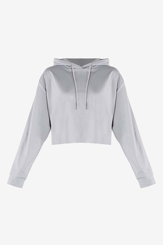 Gri Loya Start Kapüşonlu Oversize Sweatshirt - Thumbnail