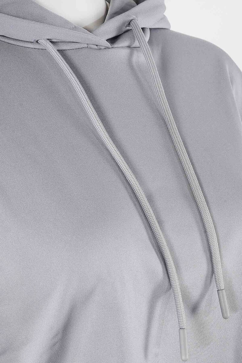 Gri Loya Start Kapüşonlu Oversize Sweatshirt - 2
