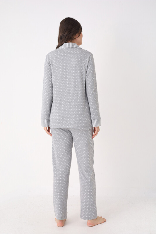 Gri Önden Düğmeli Pijama Takım - NBB