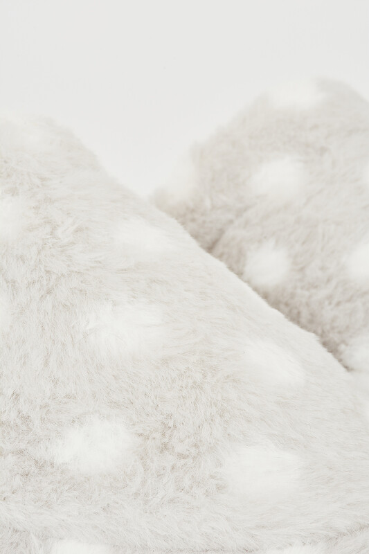 Gri Puantiyeli Ev Terliği - 