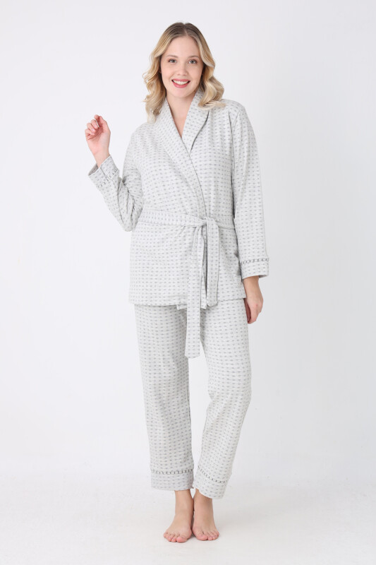 Gri Sabahlık Pijama Takım - NBB