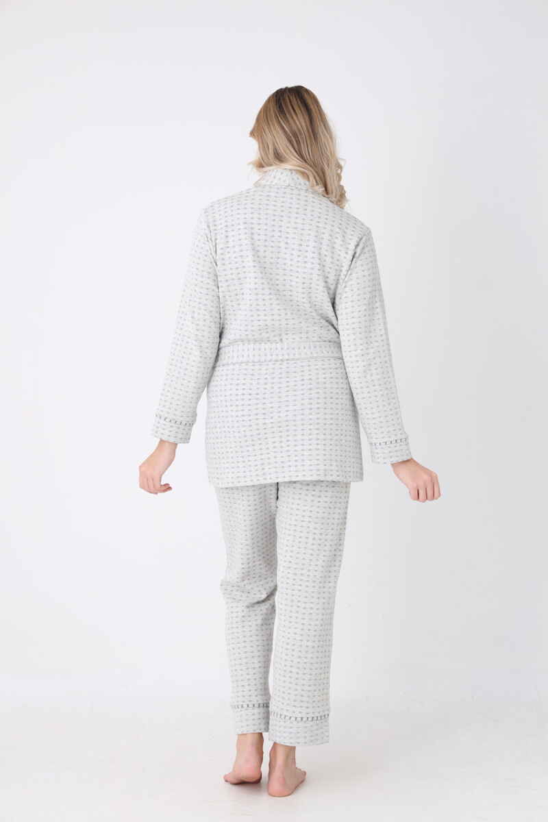 Gri Sabahlık Pijama Takım - 2