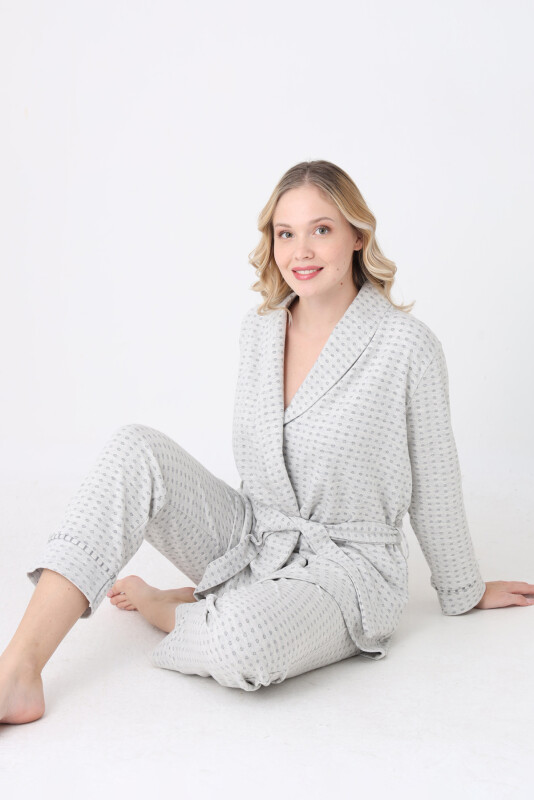 Gri Sabahlık Pijama Takım - NBB