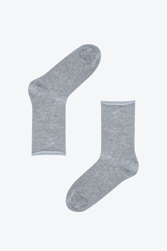 Gri Simple Bambu Soket Çorap 