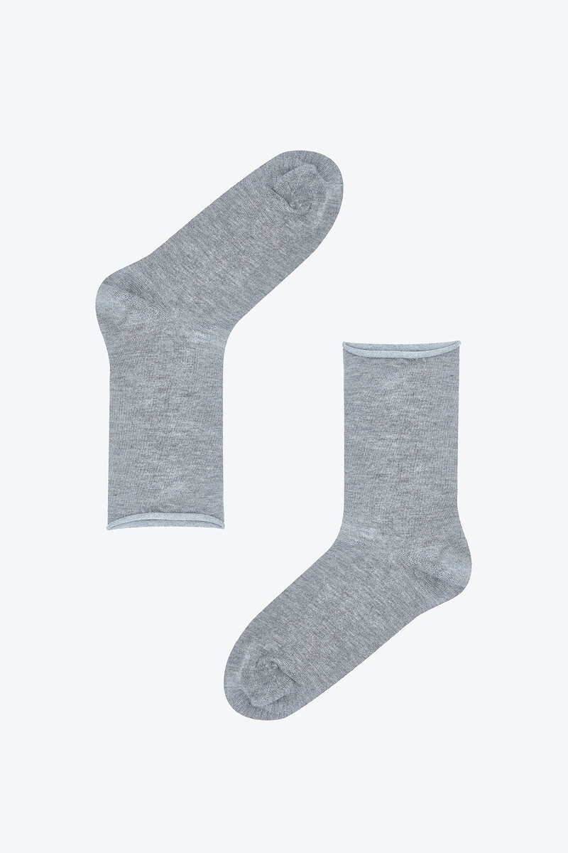Gri Simple Bambu Soket Çorap - 1