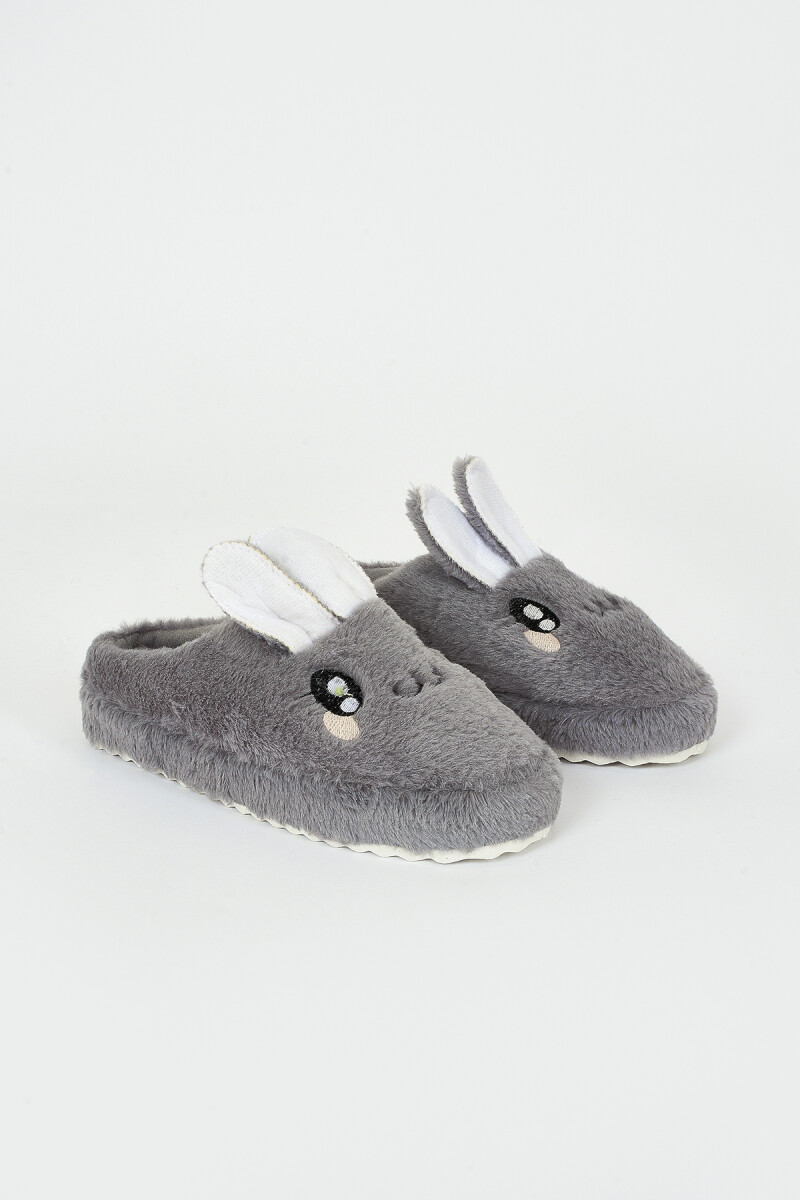 Gri Tavşanlı Gondol Ev Terliği - 1