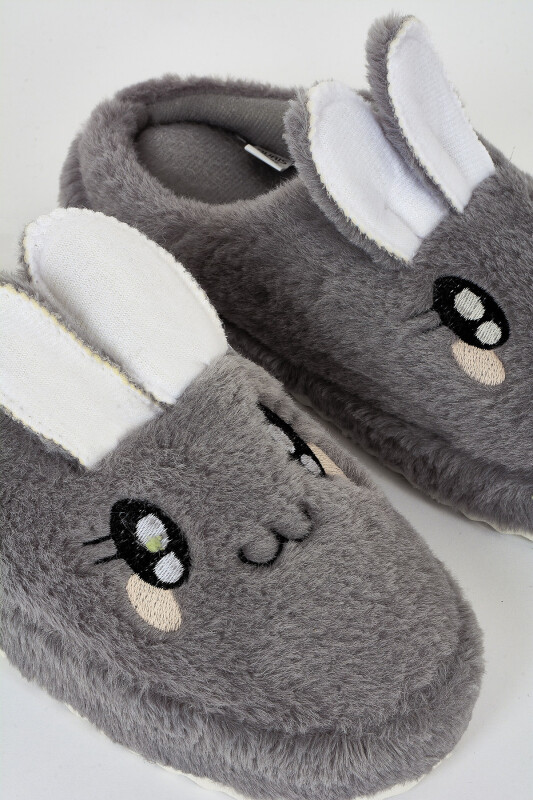 Gri Tavşanlı Gondol Ev Terliği - NBB