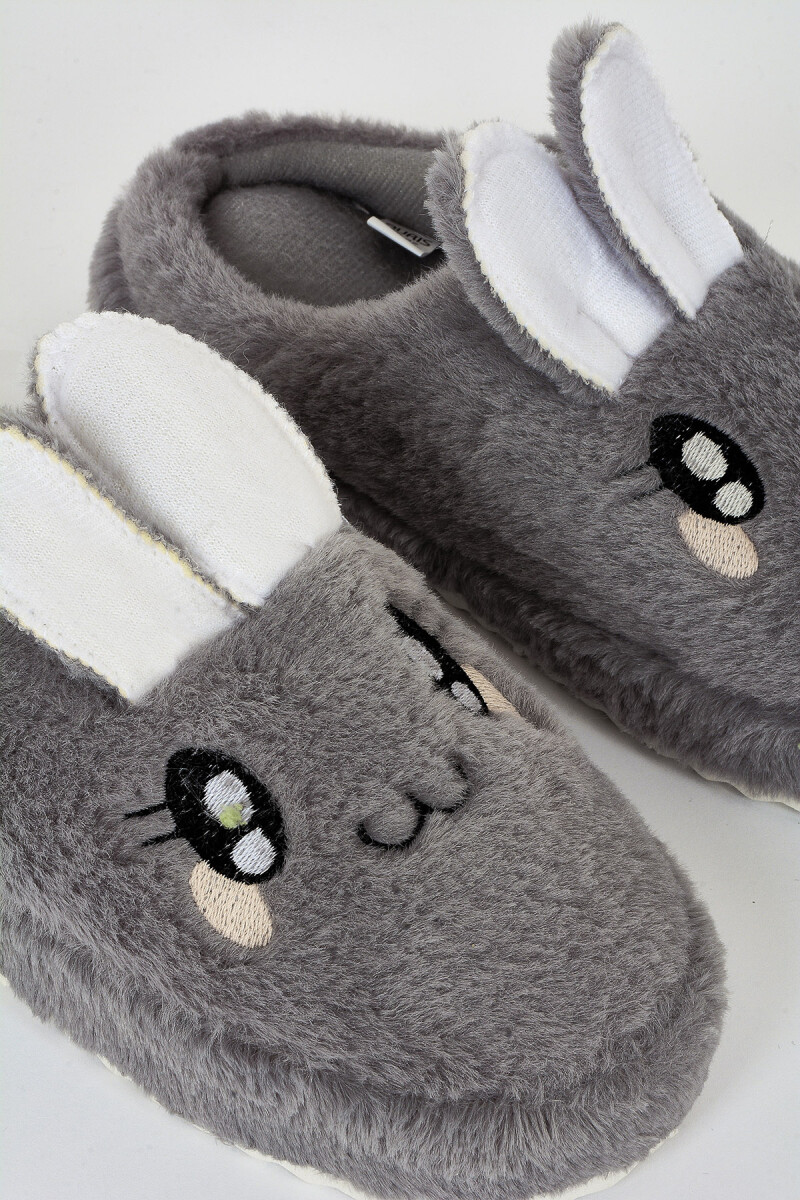 Gri Tavşanlı Gondol Ev Terliği - 2