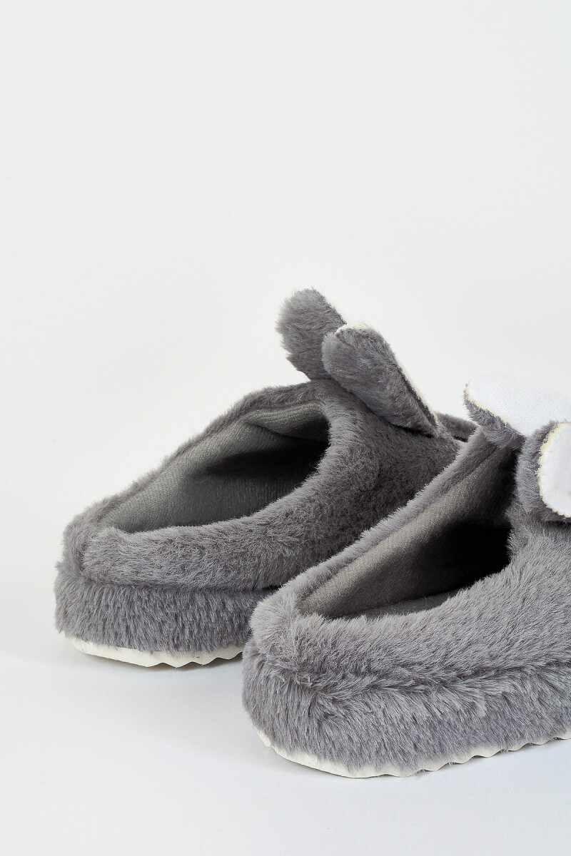 Gri Tavşanlı Gondol Ev Terliği - 3