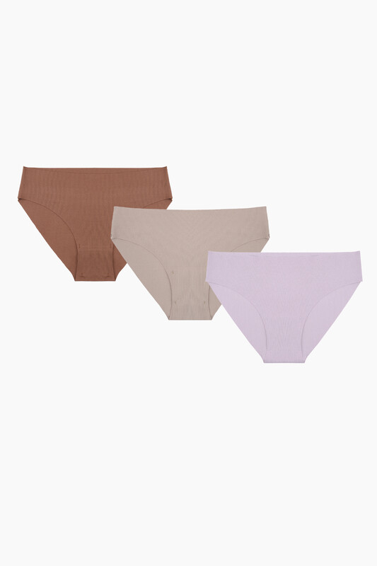 Gül Kurusu Açık Kahve Koyu Kahve 3'lü Lazer Kesim İz Yapmaz Basic Külot - NBB